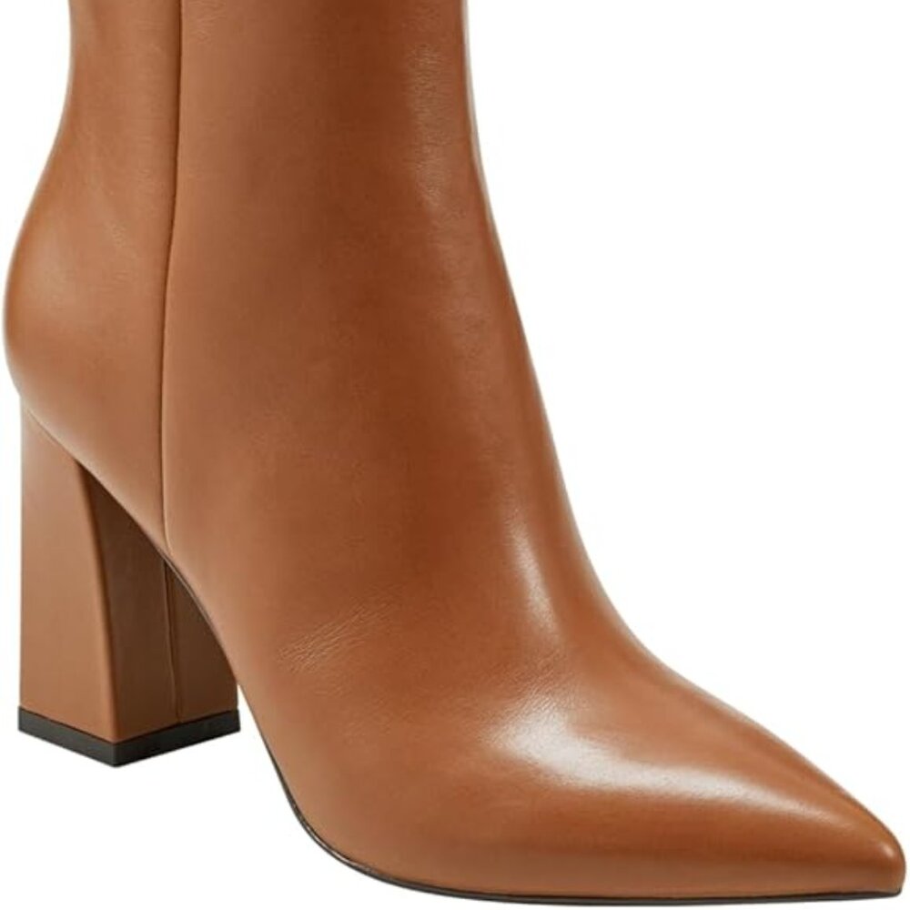 Marc Fisher Block Heeled Leather Bootie, Size 10